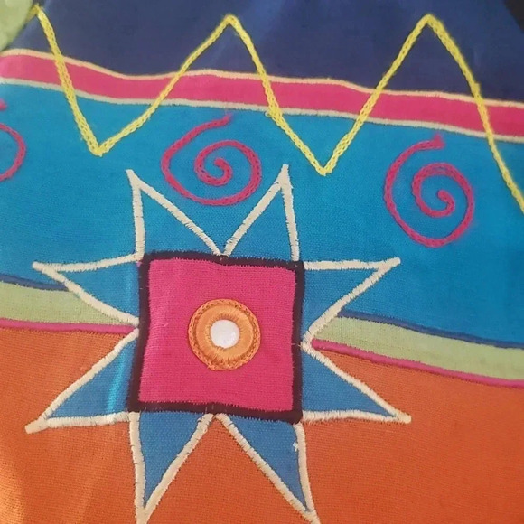 Boho Vintage Gypsy Festival Artisy Embroidered Art To Wear Multicolored Jacket - Picture 4 of 4